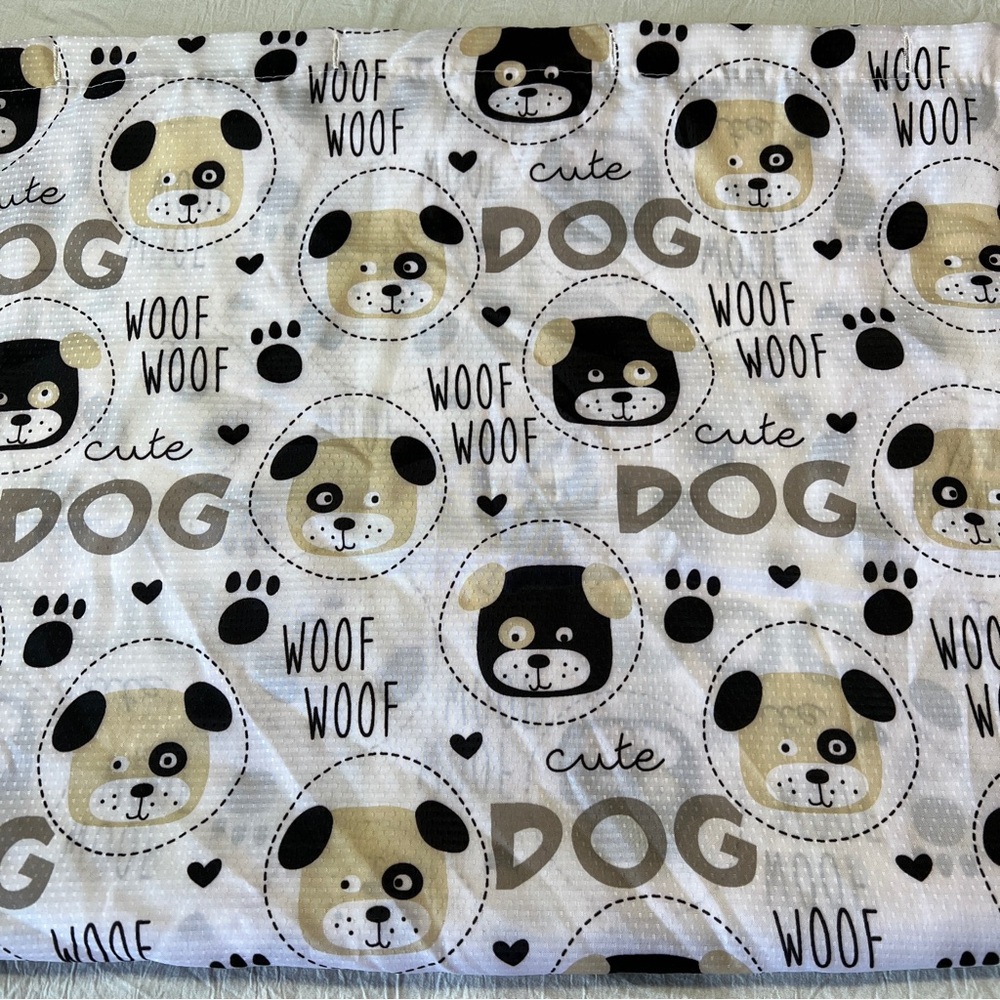 Colordrift “Woof  Woof  Dog “Polyester Shower Curtain White/Tan/Black